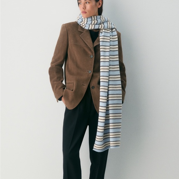 Aritzia Cashmere Scarf Color Dew Blue / Whisper White One Size - Picture 7 of 10